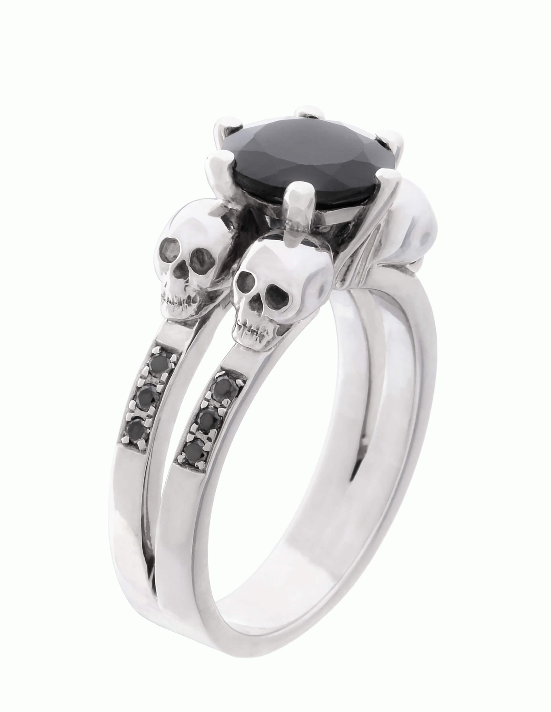 LILITH – eleganter Totenkopf-Ring mit schwarzen Diamanten - KIPKALINKA